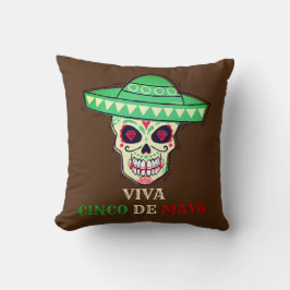 Cojín Decorativo VIVA CINCO DE MAYO fiesta de cráneo divertido idea