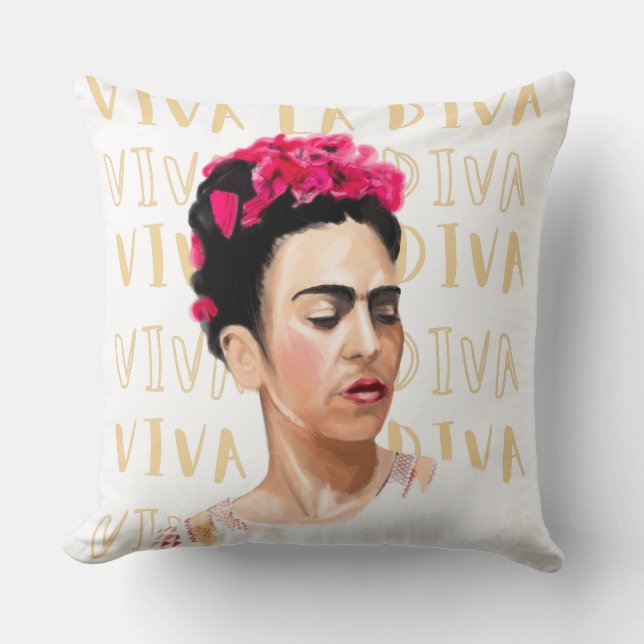 Cojín Decorativo Viva La Diva Frida Kahlo cushion  (Anverso)