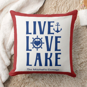 Cojín Decorativo Vive Ama el Lago - Casa de Lago Náutica de Barco