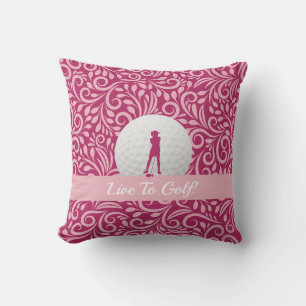 Cojín Decorativo Vive el golf Señora golfista Silueta rosa personal
