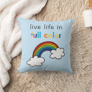 Cojín Decorativo Vive la Vida en un Arcoíris de Colores