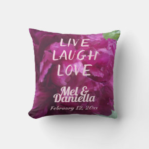 Cojín Decorativo Vive Ríe Ama Peonía Púrpura