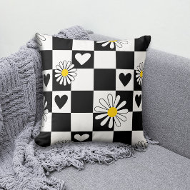 Cojín Decorativo Viverito Cuadros Negro Blanco