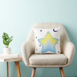 Cojín Decorativo Vivero caprichoso de estrellas y lunas en tonos pa