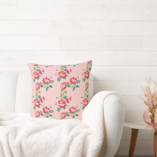 Cojín Decorativo Vivero de color rojo y rosa de la Peonia Chinoiser