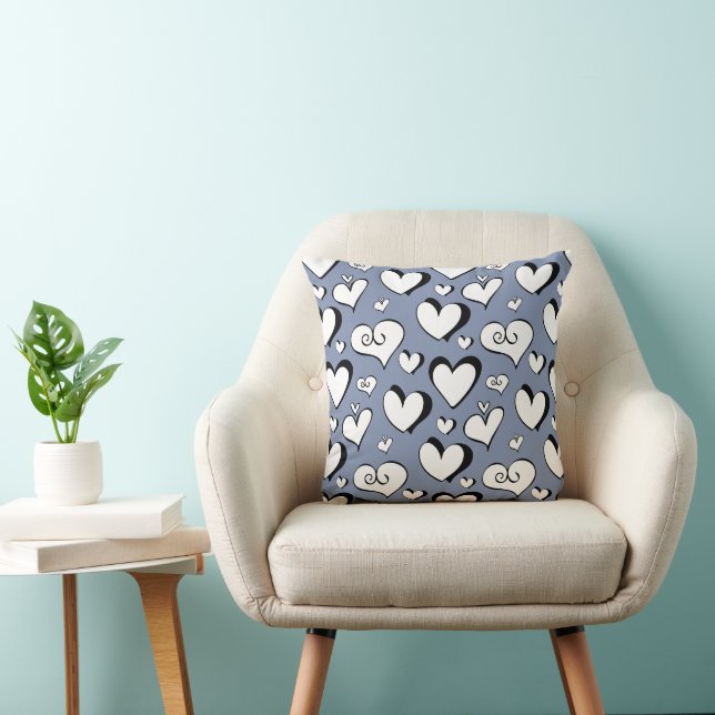 Cojín Decorativo Vivero de Corazones Grises (Silla)