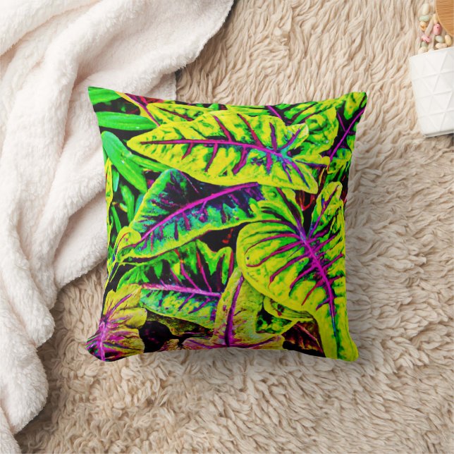 Cojín Decorativo Vivid Leaves Neon Elegance (Manta)