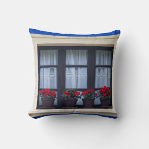 Cojín Decorativo Viviendas con flores en ventanas