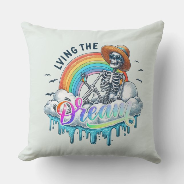 Cojín Decorativo Viviendo el sueño - Skeleton (Anverso)