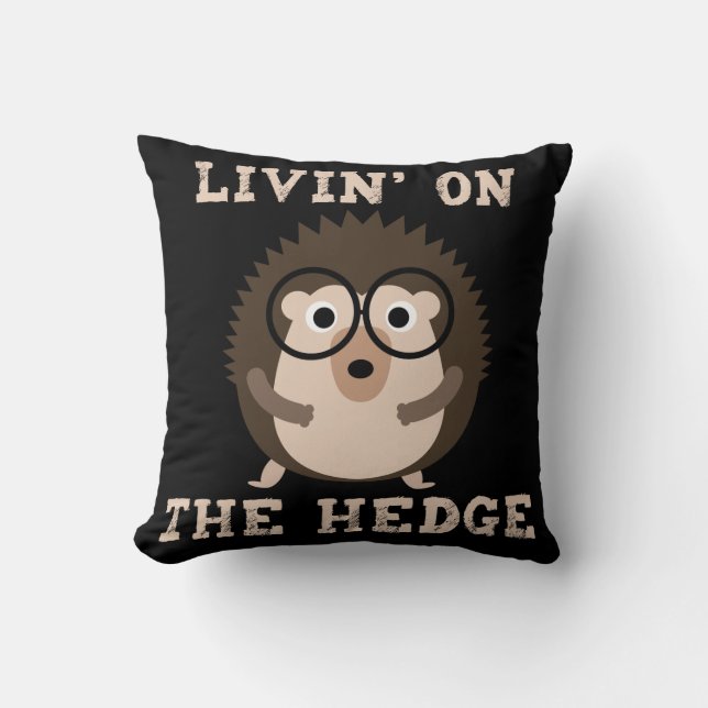 Cojín Decorativo Viviendo en el honesto Hedgehog Hipster (Anverso)