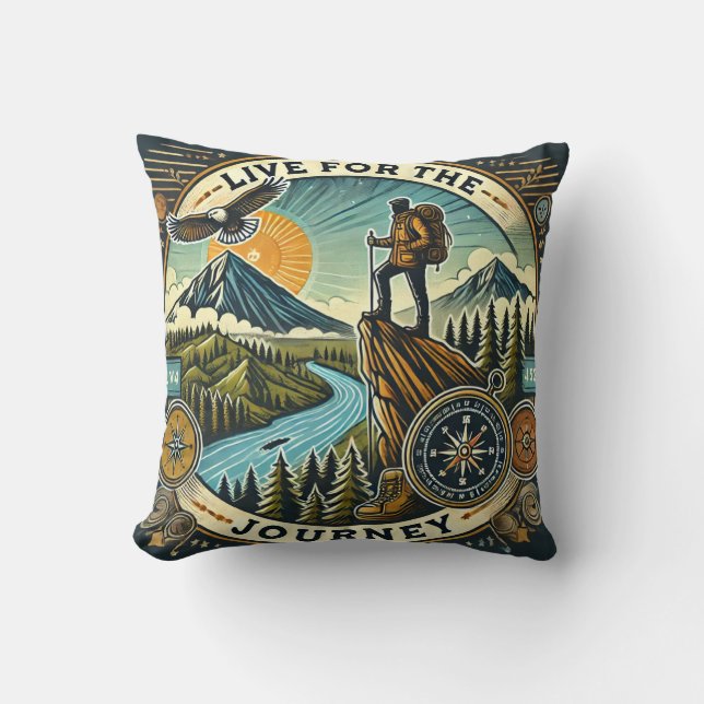 Cojín decorativo "Vivir por el viaje" (Anverso)