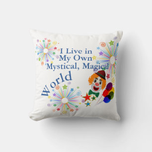 Cojín Decorativo Vivo en mi propio Payaso místico místico mágico