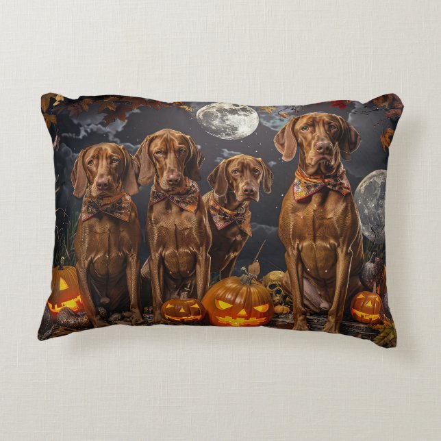 Cojín Decorativo Vizsla Halloween Spooky (Reverso)