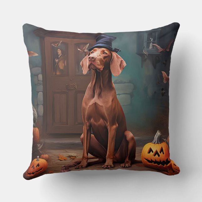 Cojín Decorativo Vizsla Pumpkins Halloween Scary (Reverso )