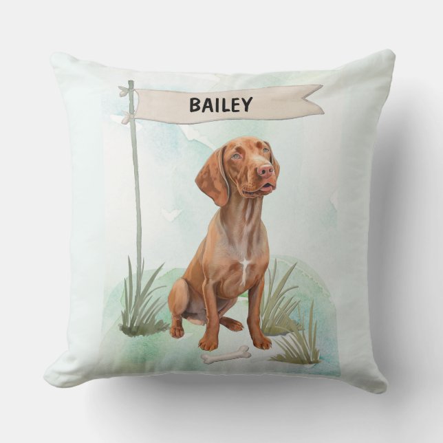 Cojín Decorativo Vizsla Watercolor Personalized Dog (Anverso)