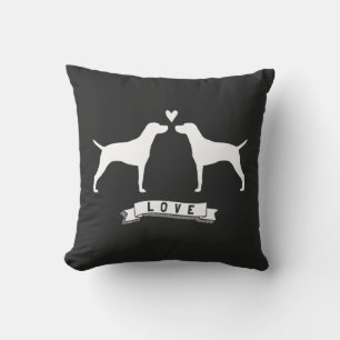 Cojín Decorativo Vizslas Love - Silhouettes de perro con corazón