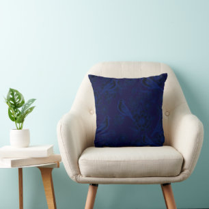Cojín Decorativo Vol 💙 Floral Nocturna Pájaro