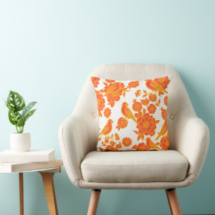 Cojín Decorativo Vol Soft Pink 🌸 Floral Pájaro