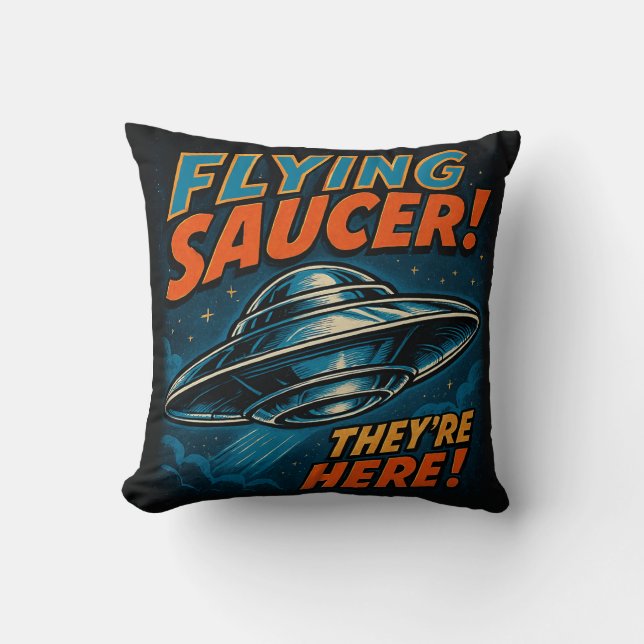 Cojín Decorativo Volando OVNI de Saucer están aquí (Anverso)