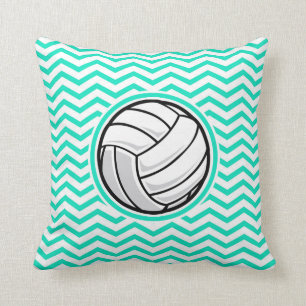 Cojín Decorativo Voleibol; Aqua Green Chevron