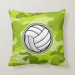 Cojín Decorativo Voleibol; camo verde brillante, camuflaje