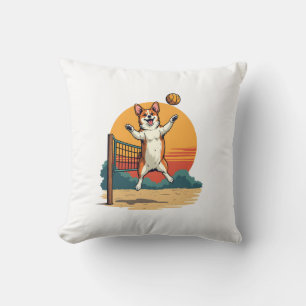 Cojín Decorativo Voleibol Corgi Vintage Ilustración Vectorial Atard