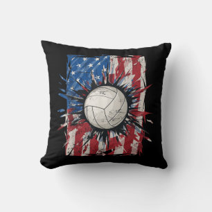 Cojín Decorativo Voleibol patriótico en julio masculino USA America