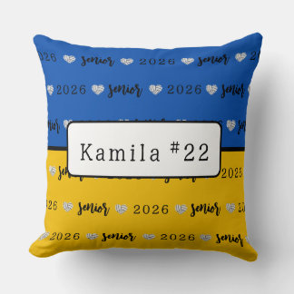 Cojín Decorativo Voleibol Personalizado Senior Azul y Amarillo 