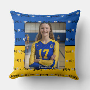 Cojín Decorativo Volleyball Personalizado Azul y Amarillo Senior