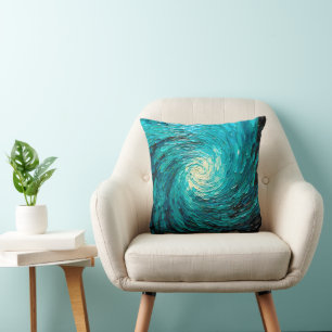 Cojín Decorativo Vórtice abstracto del océano turquesa