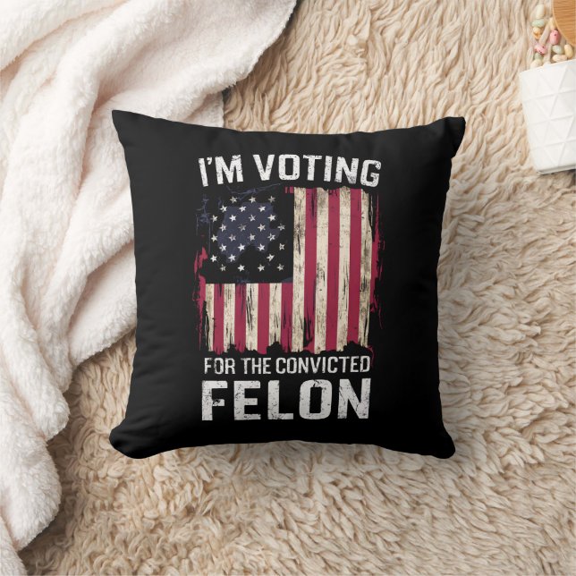Cojín Decorativo Voto por el convicto Felon Pro Trump 2024 (Manta)