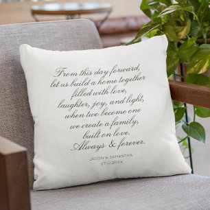 Cojín Decorativo Votos Matrimoniales Caligrafía Personalizada Recié