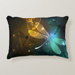 Cojín Decorativo Vuelo de libélula luminosa verde