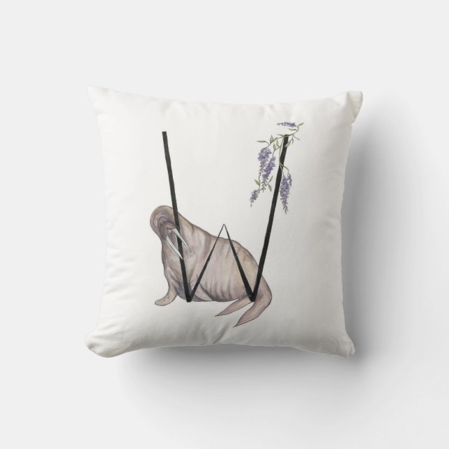 Cojín Decorativo ¡W está para la morsa y las glicinias! (Anverso)