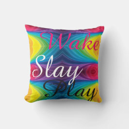Cojín Decorativo Wake Slay Play Rainbow REVERSABLE