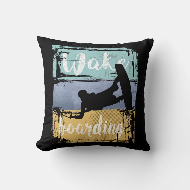Cojín Decorativo Wakeboarding Retro Wakeboarder (Anverso)