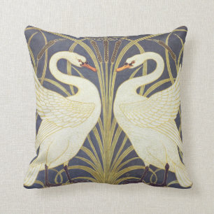 Cojín Decorativo Walter Crane Swan, Rush E Iris Art Nouveau