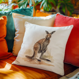 Cojín Decorativo Wanderer de Outback: Watercolor Kangaroo