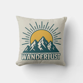 Cojín Decorativo Wanderlust Retro Teal Mountain Sunrise | Hiking