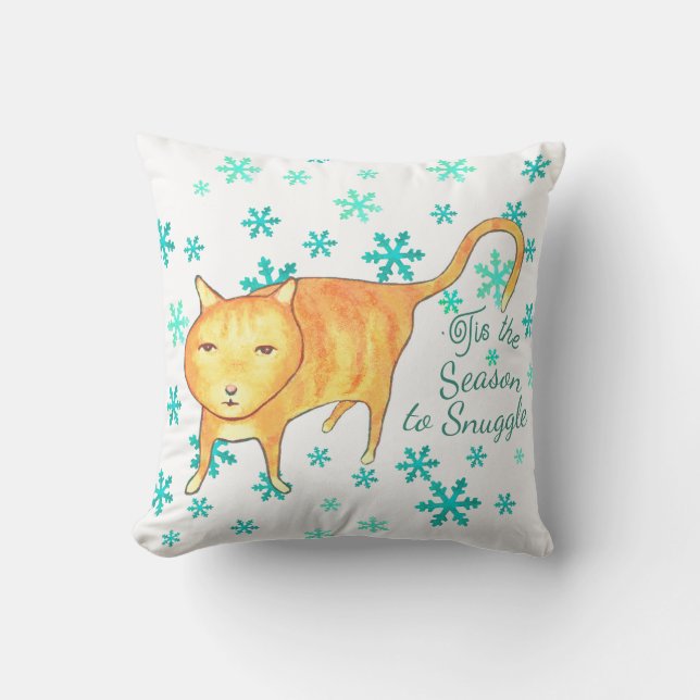 Cojín Decorativo Warm Fuzzies & Winter Flurries Christmas Cat (Anverso)