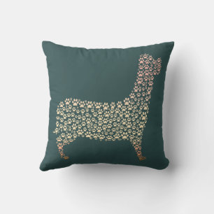 Cojín Decorativo Warm Gold Gradient Paw Print Dog Silhouette Fabric