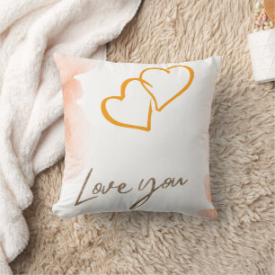 Cojín Decorativo Warm Gold Hearts Love You Throw Pillow Peach Wat
