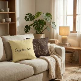 Cojín Decorativo Warm Minimalist Botanical Throw Pillow - 90s Retro