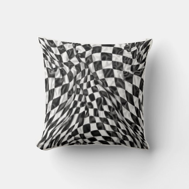 Cojín Decorativo Warped Checkerboard Pattern | Soft Optical Illusio (Anverso)