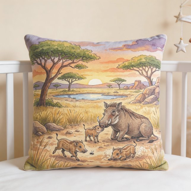 Cojín Decorativo Warthog Mama And Piglets Safari Animals  (Subido por el creador)