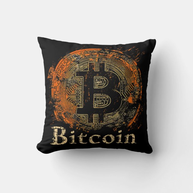 Cojín Decorativo Washed Bitcoin logo crypto blockchain Design (Anverso)