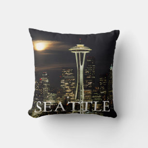 Cojín Decorativo Washington, Seattle, Silueta por la noche desde Ke