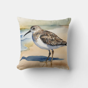 Cojín Decorativo Watercolor Beach Scene Sandpiper Seabird