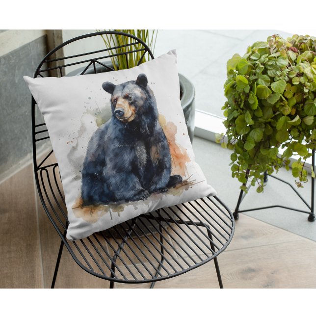 Cojín Decorativo Watercolor Bear Negro Woodland Art (Subido por el creador)
