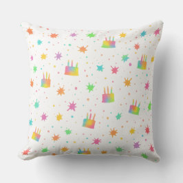 Cojín Decorativo Watercolor Birthday Cake Colorful Paint Splatter